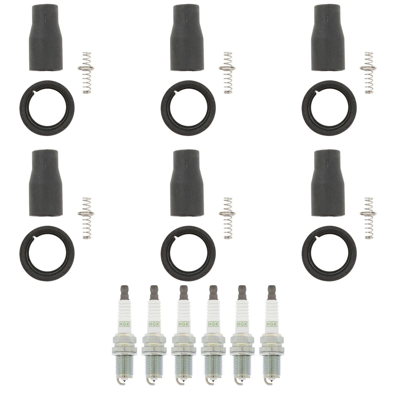 Set of 6 NGK G-Power Platinum Spark Plugs & Coil Boots for Amanti Azera Santa Fe (2006–2012)