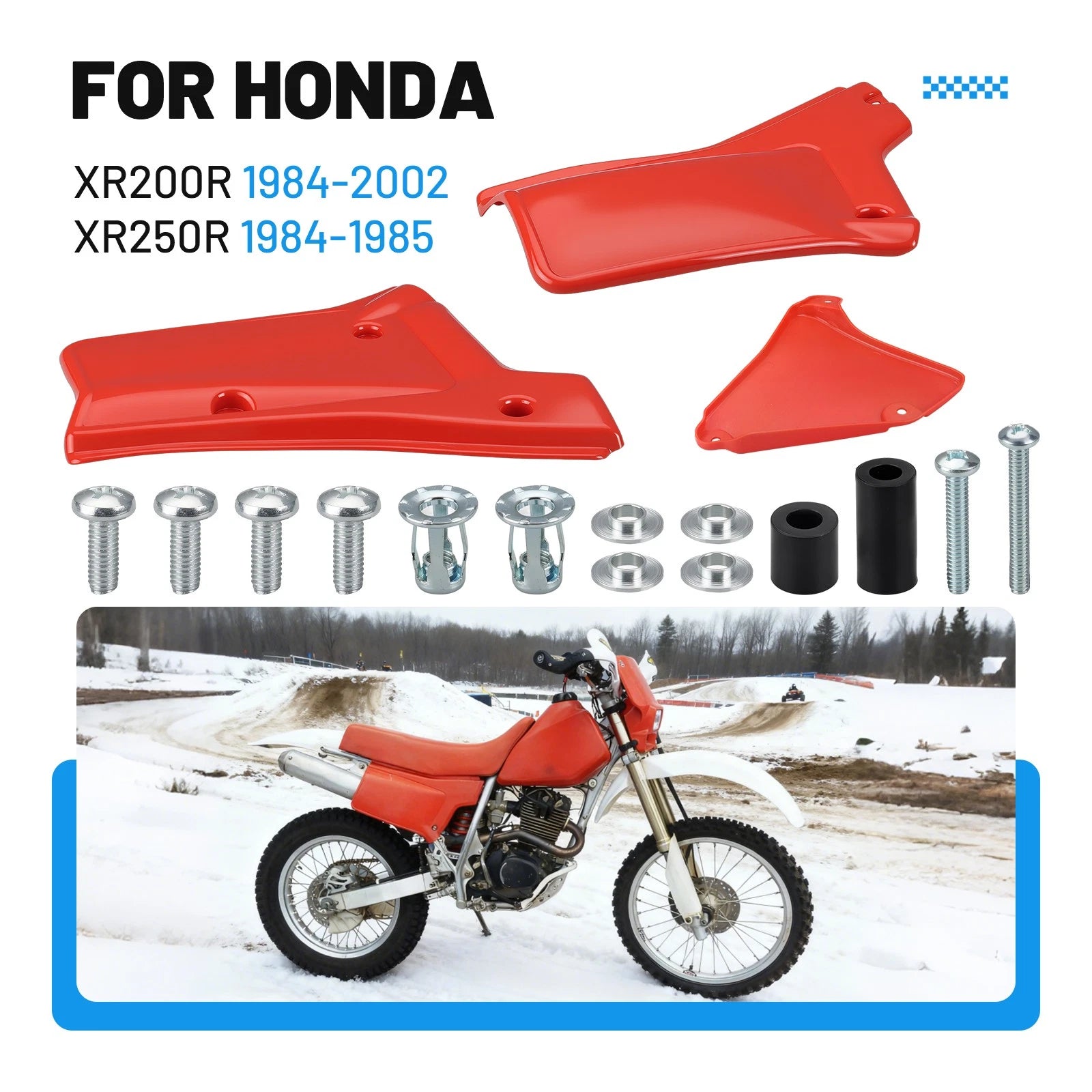 Set of 2 Side Panel Covers for Honda XR250R (1984–1985) - Red Plastic