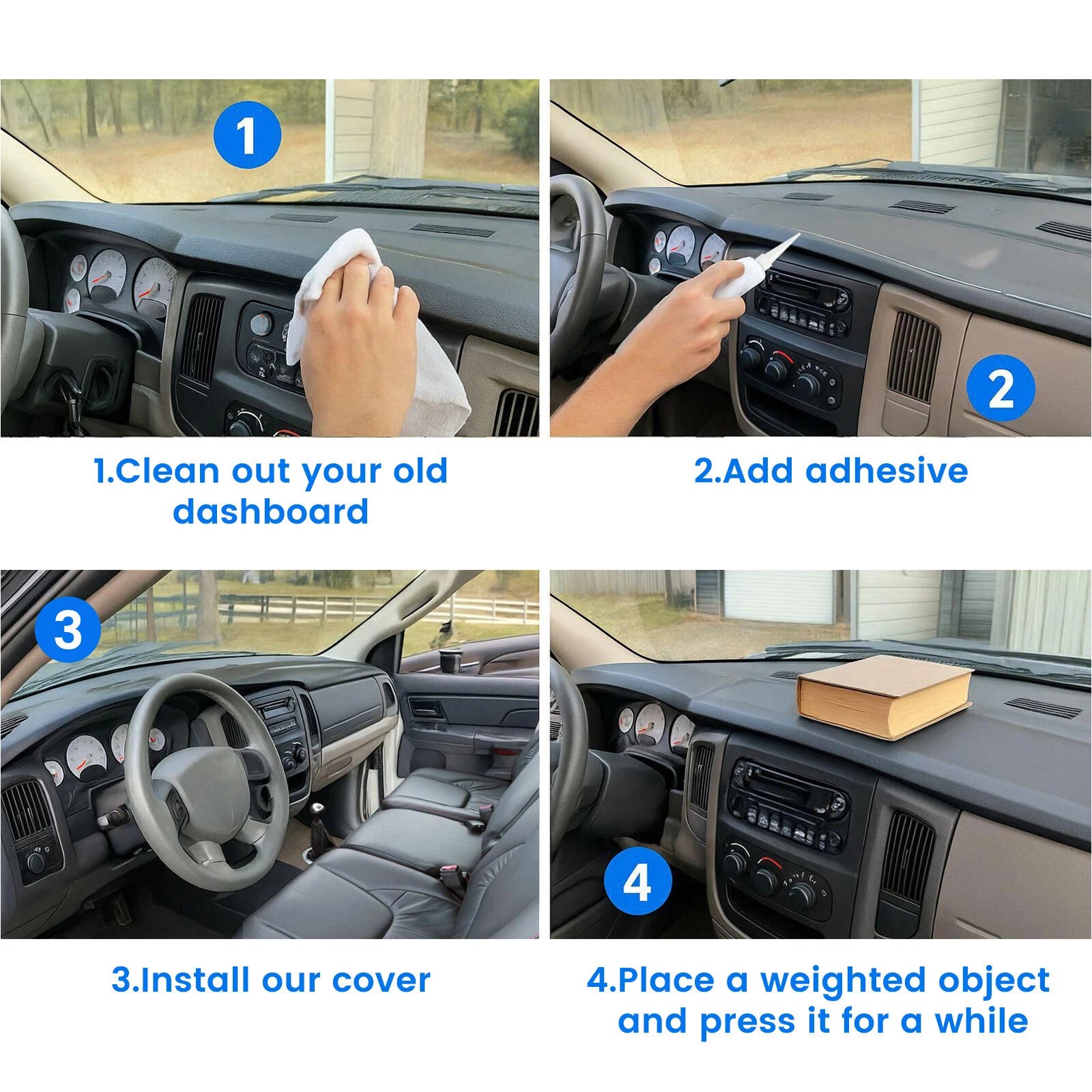 Molded Dash Cover for Dodge Ram 1500 2500 3500 (2002–2005) Textured Black