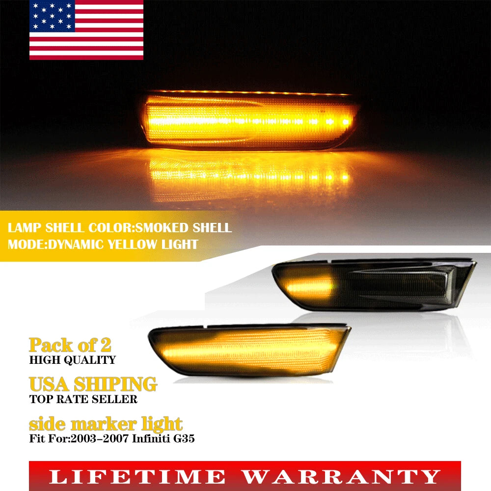 Smoke Lens LED Strip Side Marker Lights for Infiniti G35 Coupe (2003–2007)