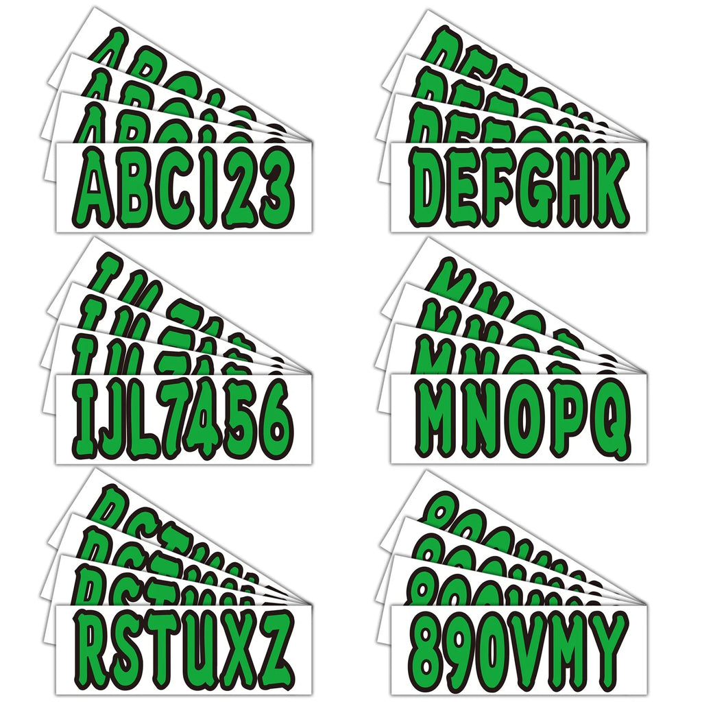 3" Green Boat Letters Numbers Stickers Decals for Boat Yachts PWC