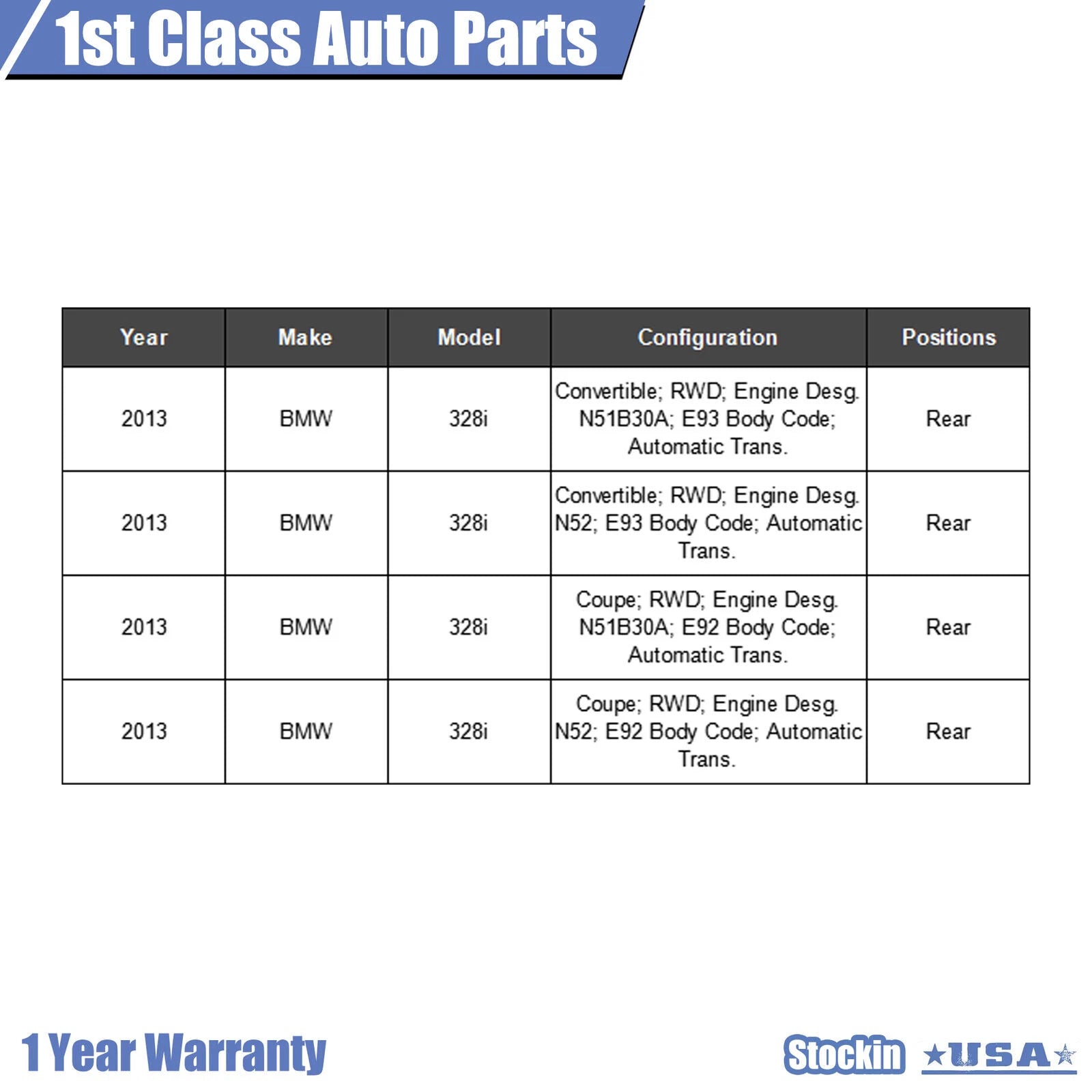Rear Drive Shaft Assembly for BMW 325i 328i M3 (2006-2013)