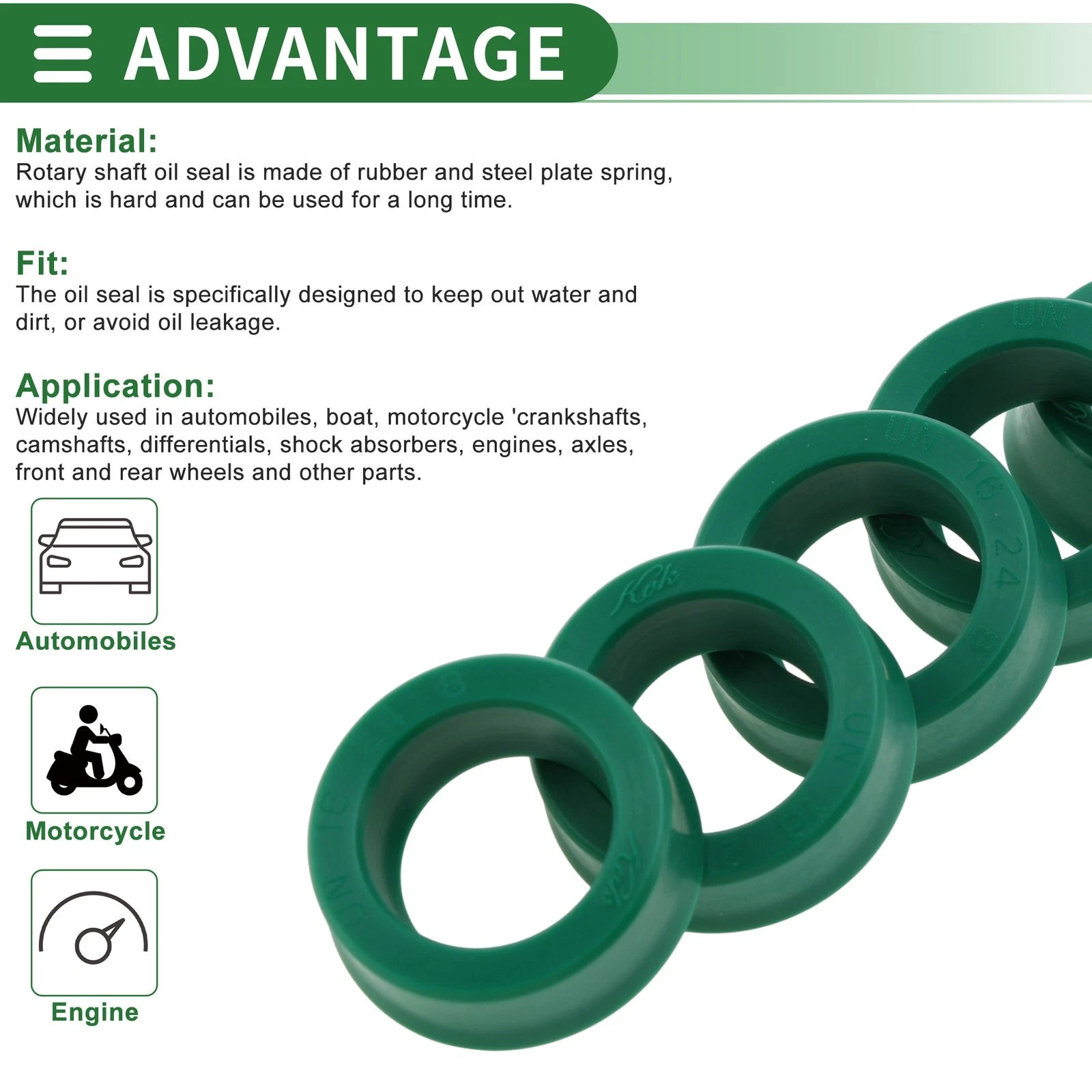 Set of 5 Oil Seal Ring 16x24x8mm for Rotary Shaft (High Pressure)