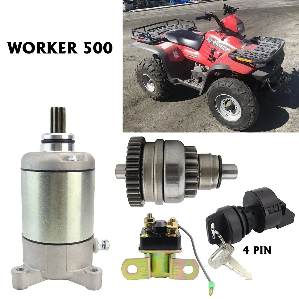 Starter for Polaris Worker 500 (2001) with Bendix, Relay, Ignition Key Switch