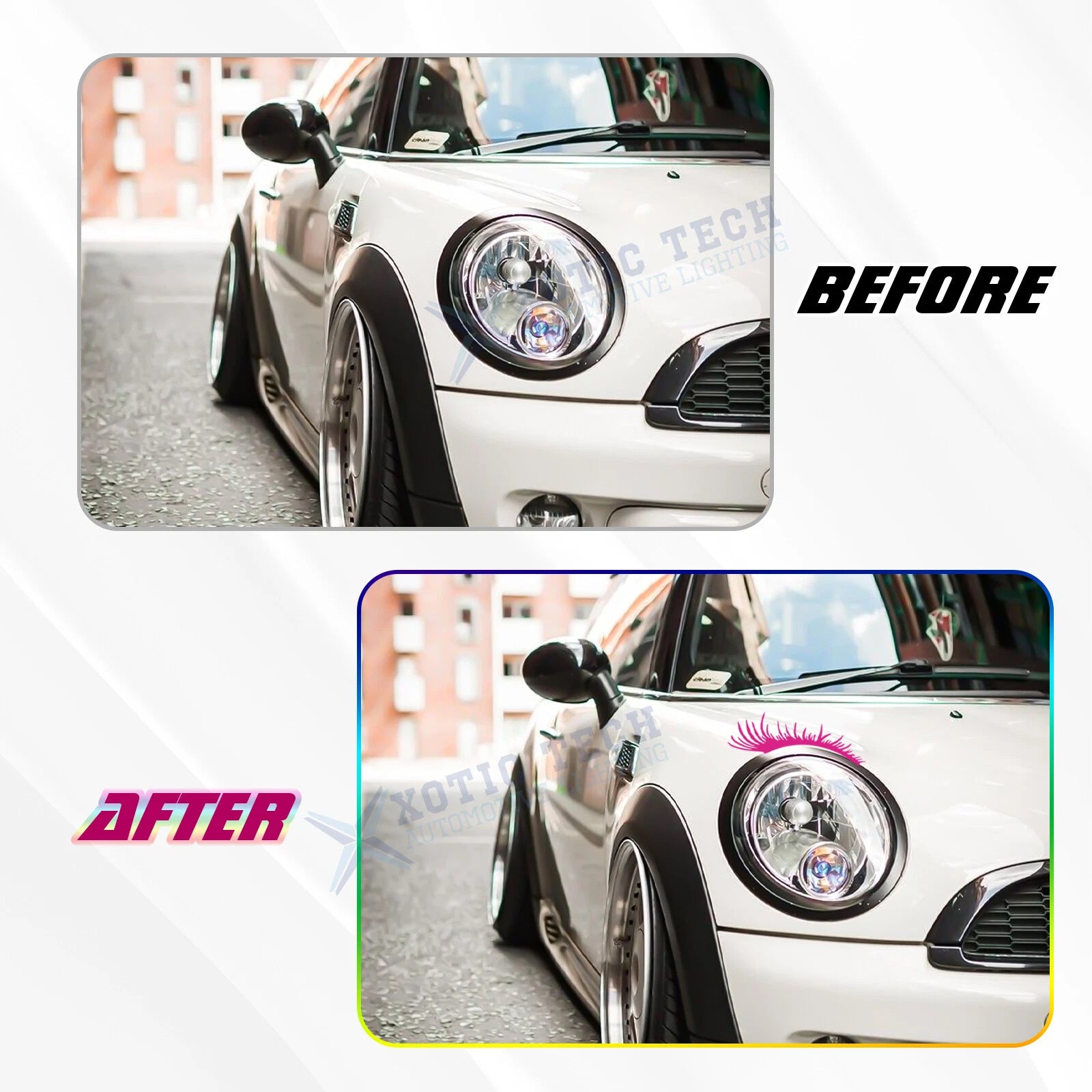 4Pcs 3D Car Eyelashes Decal Sticker for Headlight Fog Light (2000-2020)