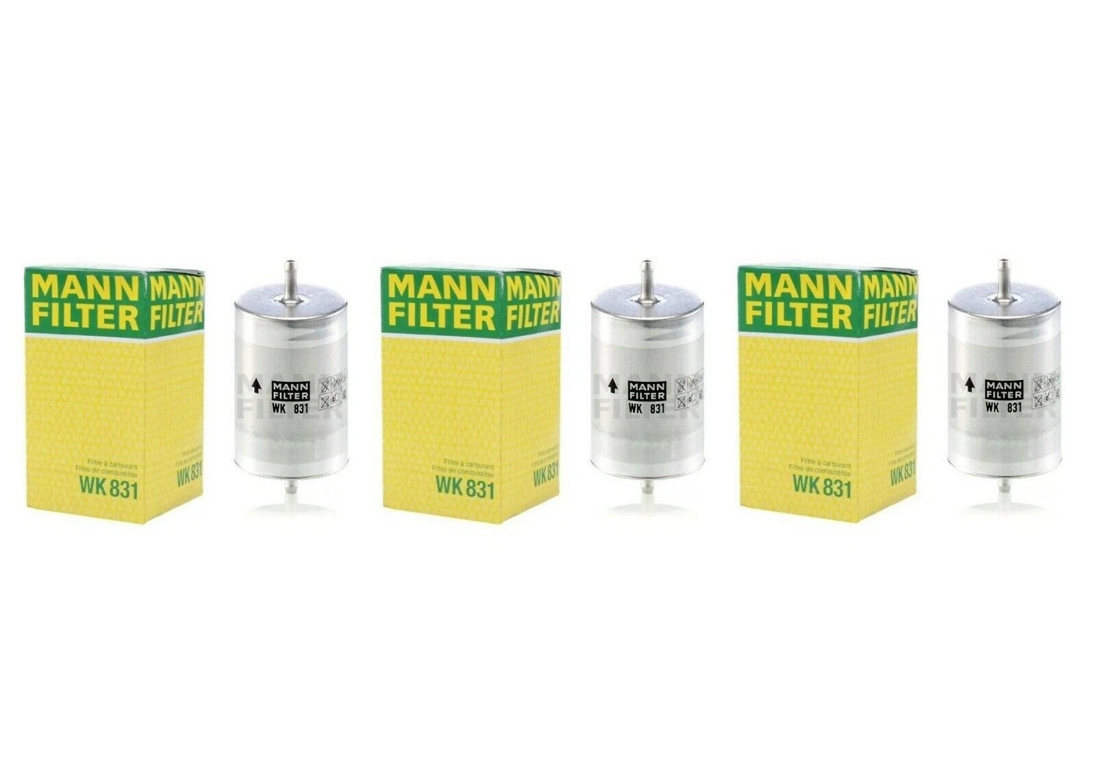 Set of 3 Fuel Filters for Mercedes-Benz W114 W140 W210 W202 (OEM WK831)