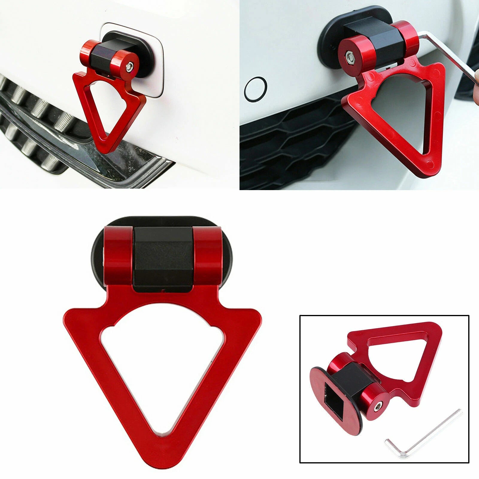 Red Triangle Tow Hook Stick Decoration for Universal Car (2015–2025)