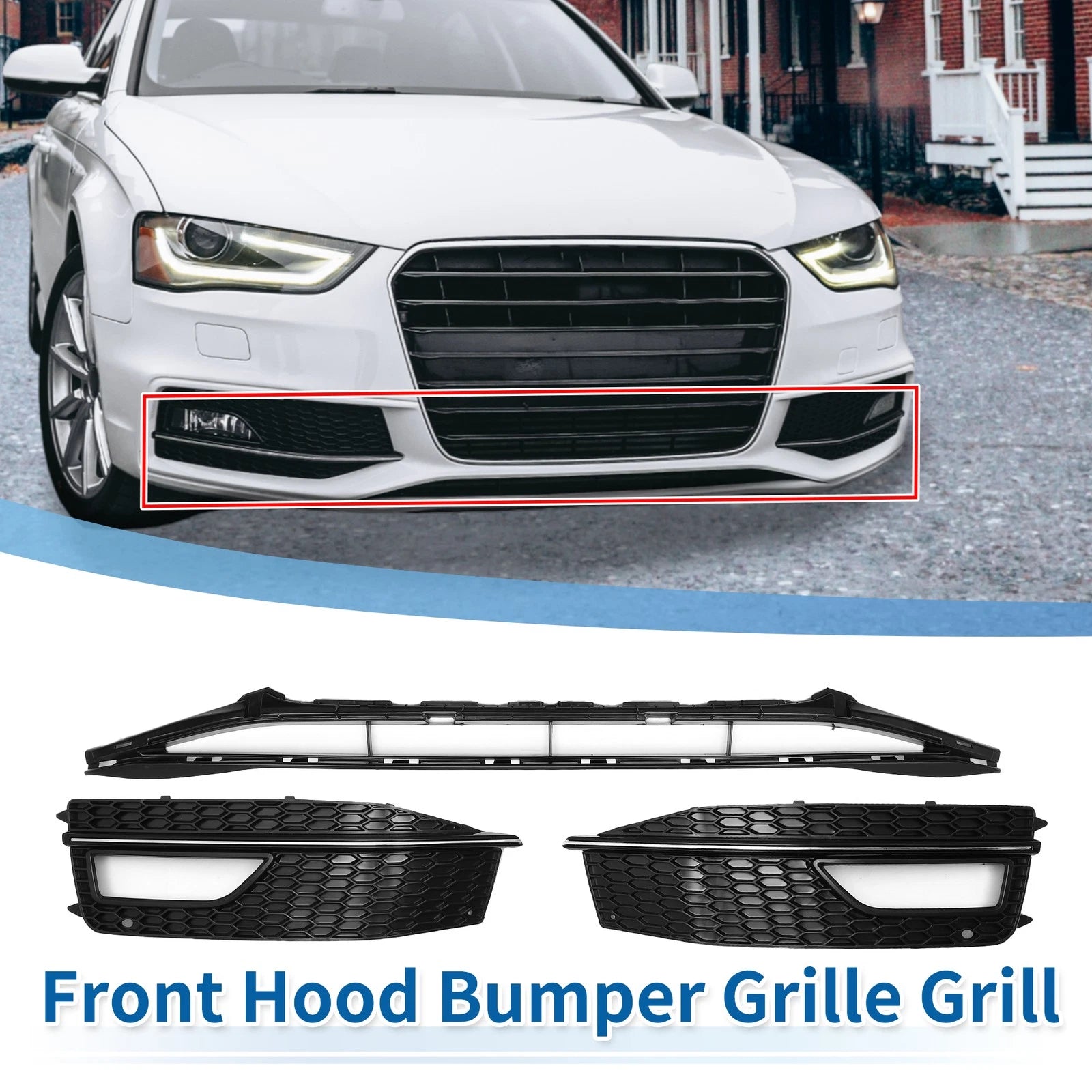 Front Lower Bumper Grille for Audi A4 B8PA (2013–2015) Black Sport Style