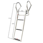 3 Step Folding Pontoon Ladder for Boats (Stainless Steel)