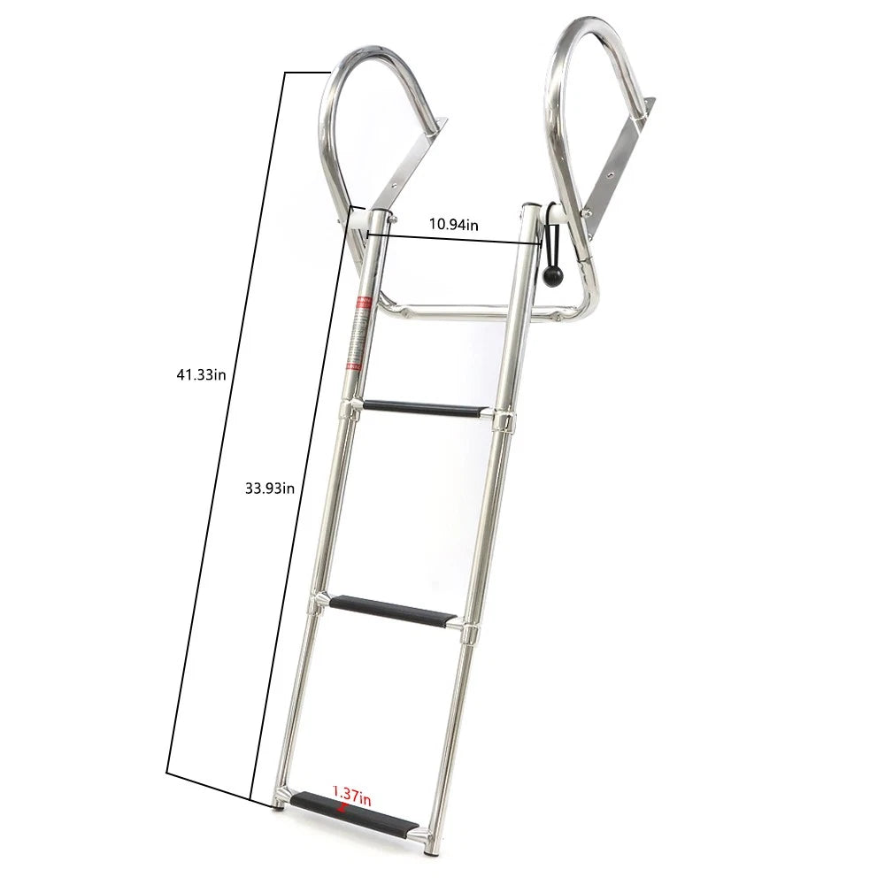 3 Step Folding Pontoon Ladder for Boats (Stainless Steel)