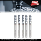 Set of 5 Carbide End Mills for Automotive Applications (3/16" Shank)