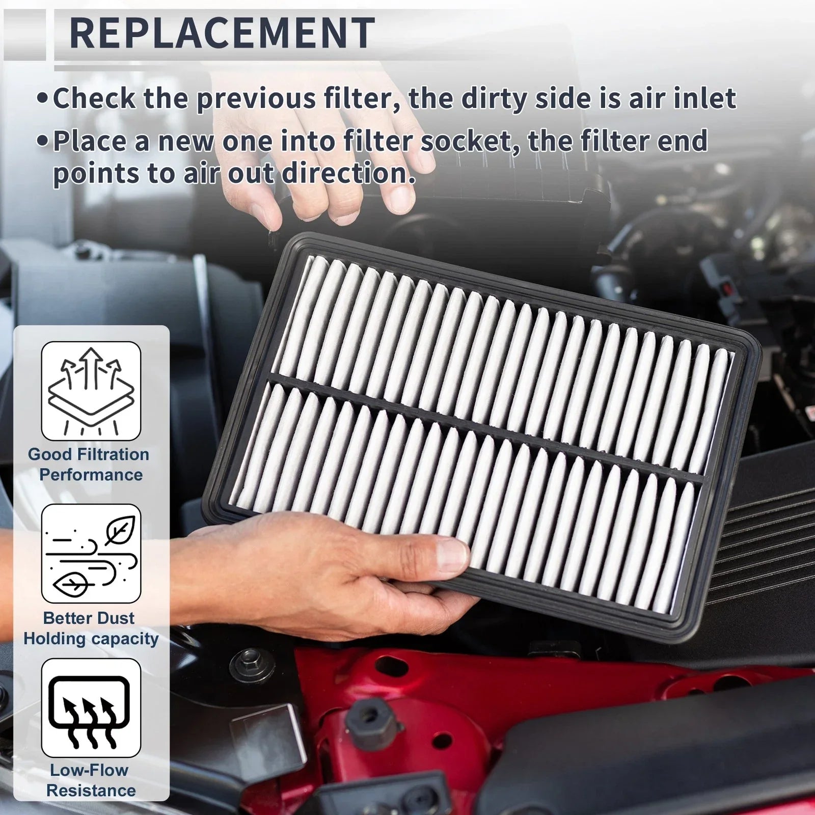 Car Engine Air Filter for BMW X1 2.0L (2016-2022) 1 Pcs