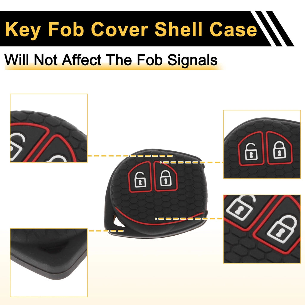 Black Red Line Car Key Case for Suzuki Alto (2010–2023) - 2 Buttons
