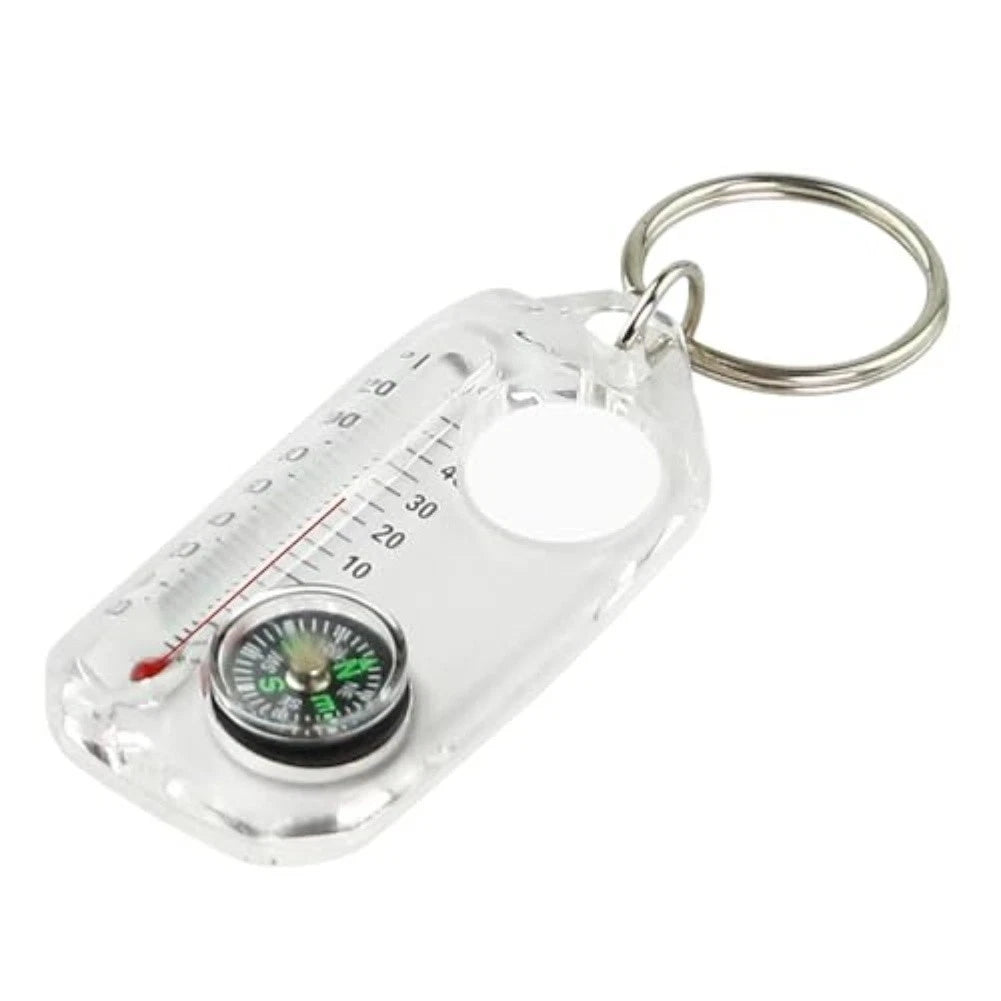 Compass and Thermometer Keychain for Camping and Hiking Activities