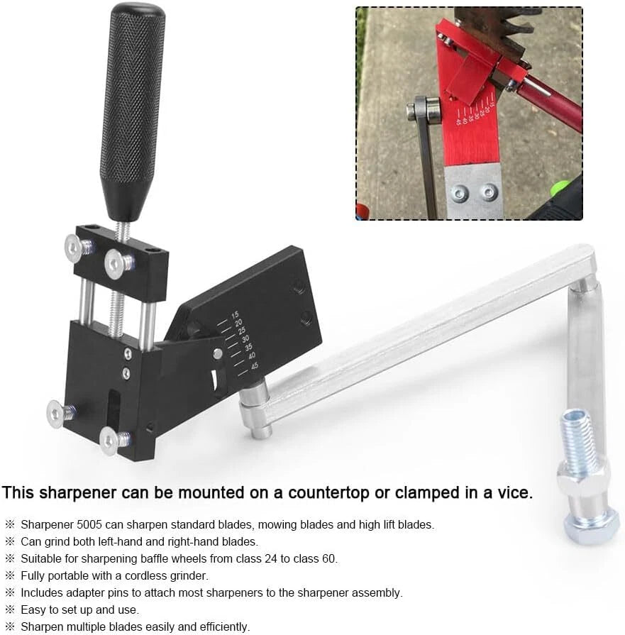 Lawn Mower Blade Sharpener Adjustable Holder 15°-45° for Straight Blades