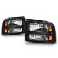 Set of 2 Black Housing Headlight Amber Corner Lamps for Ford F250/F350 (2005–2007)