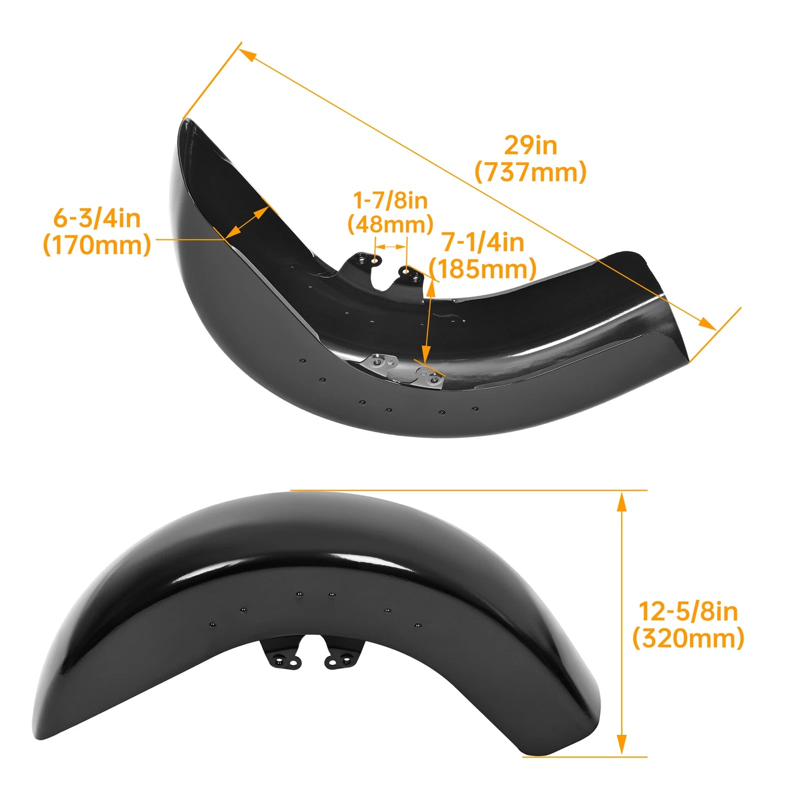 Front Fender for Harley Touring Street Road Glide (2014–2024) Vivid Black