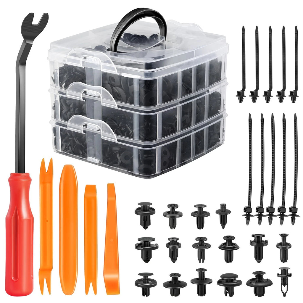 Nylon 620 Retainer Clips Set with Fastener Removal Tools for 5-10mm Holes