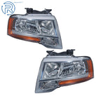 Set of 2 Halogen Chrome Headlights for Ford Expedition (2015–2017)