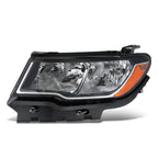 Driver Headlight for Jeep Compass (2017–2021) Black Housing Amber Corner