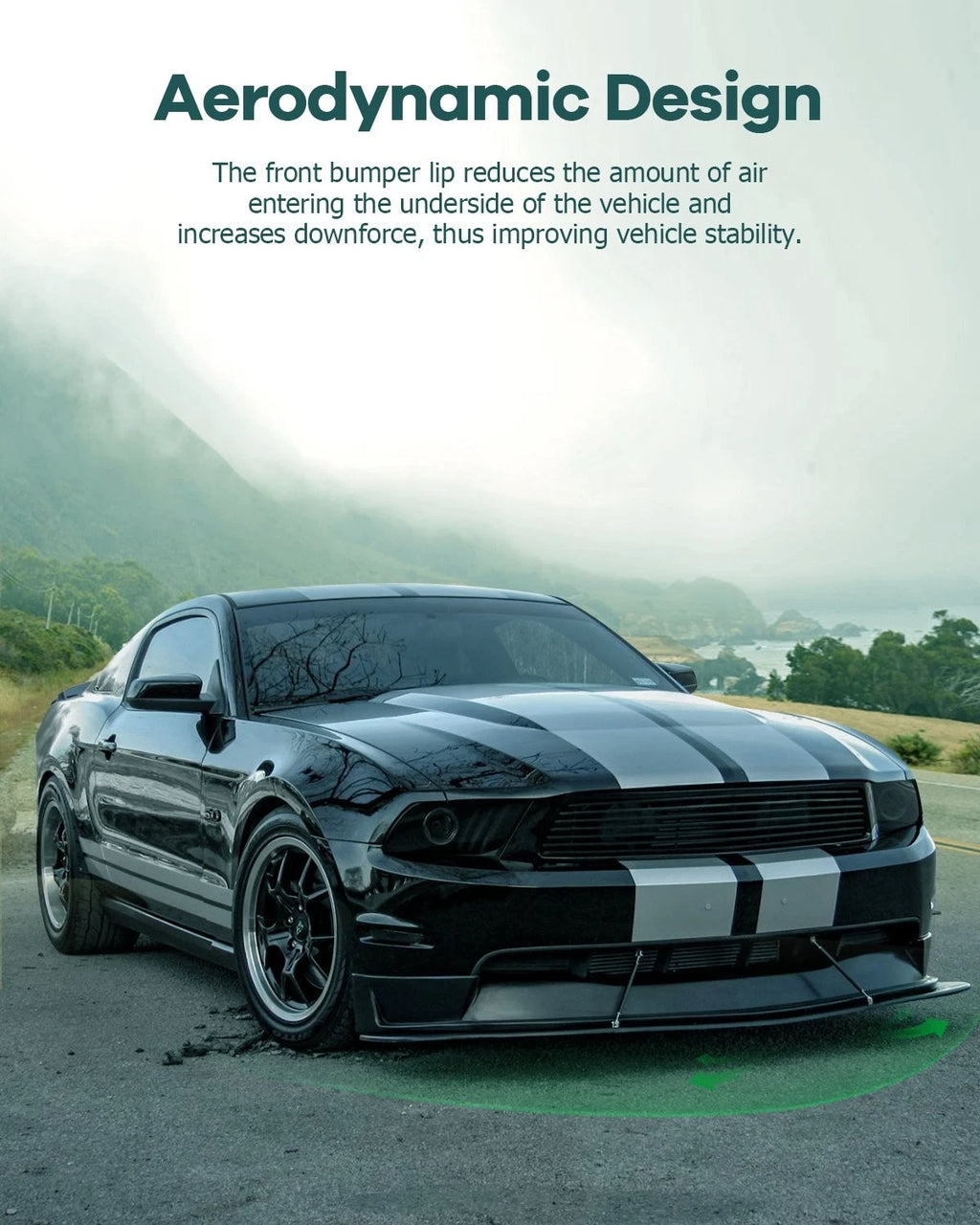 Front Bumper Lip Splitter Chin Spoiler V2 Style for Universal Fit