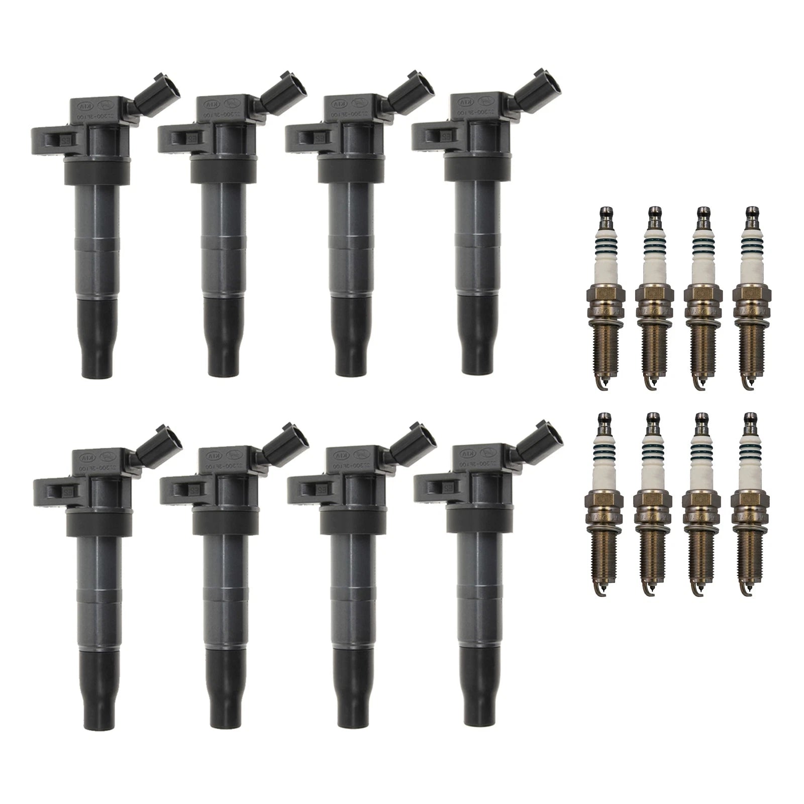 Set of 8 Ignition Coils & Iridium Spark Plugs for Hyundai Kia (5.0L)