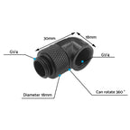2X Water Cooling G1/4 Thread 90 Degree Rotary Elbow Adapter Fitting