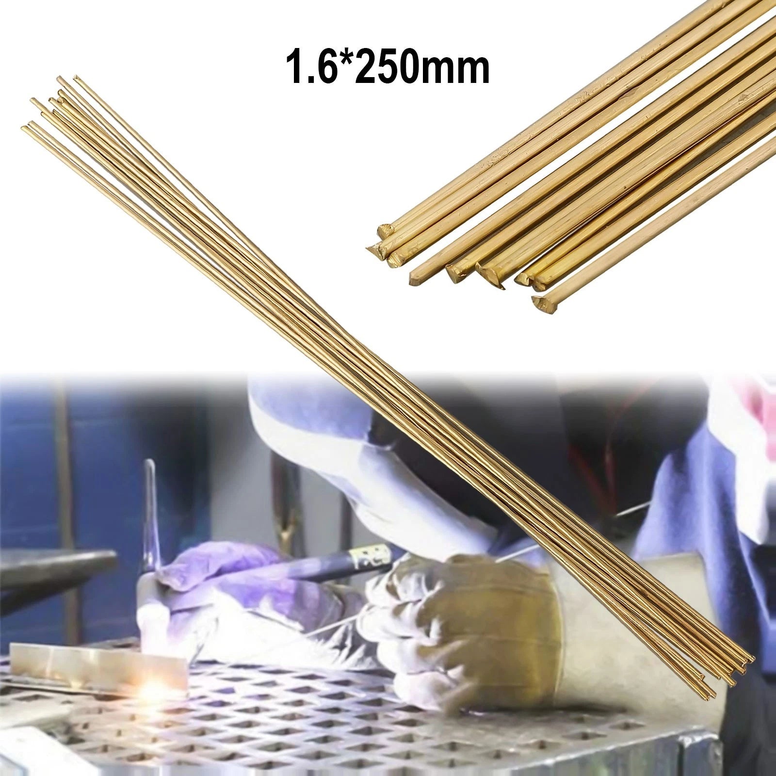 Set of 10 Brass Welding Rods HS221 1.6mm x 250mm for Welding