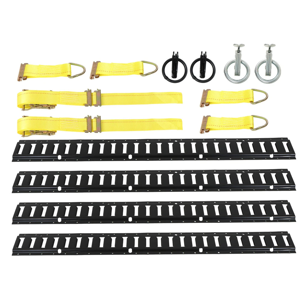 Set of 4 E Track Tie Down Rails for Trailers & Vans