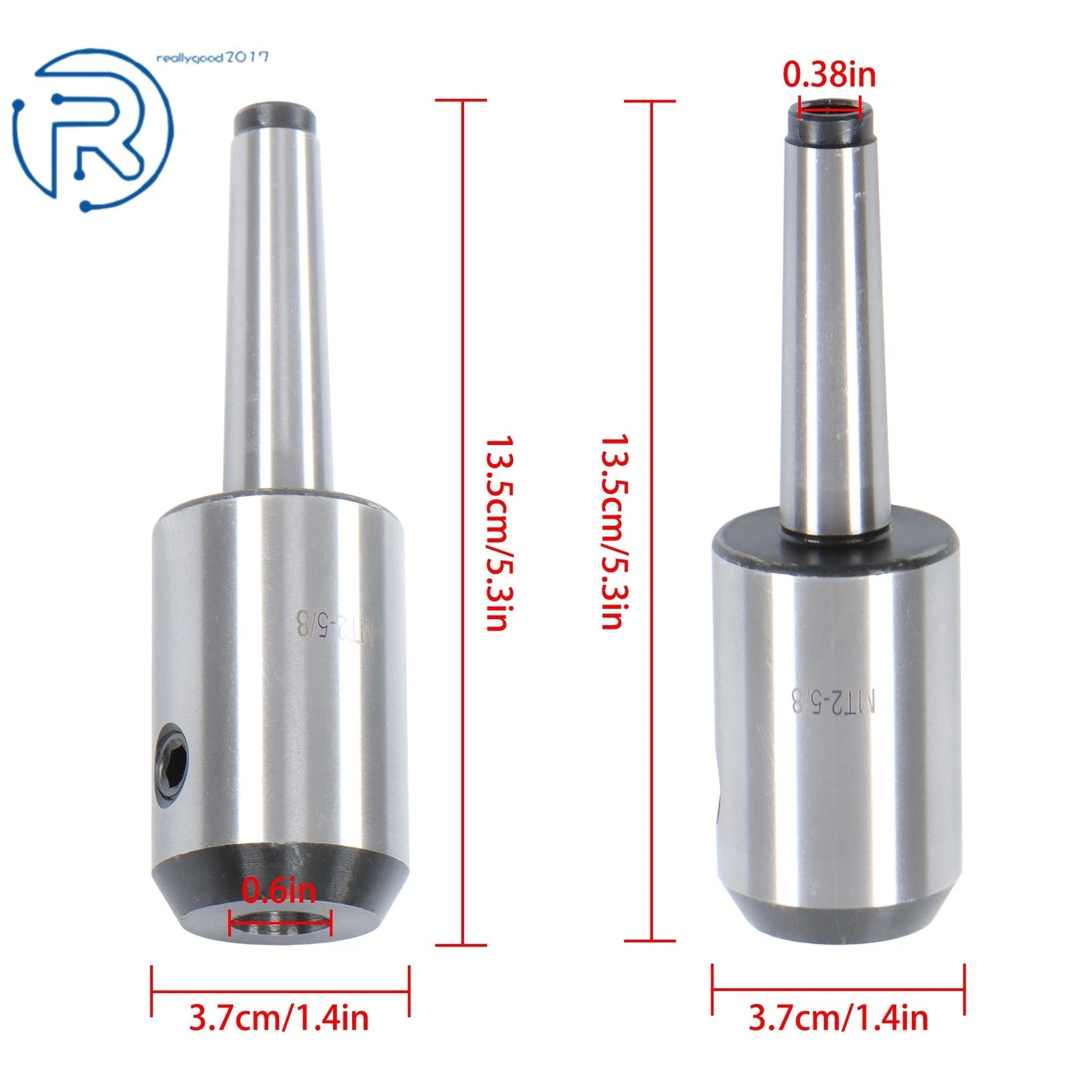 MT2 Taper End Mill Tool Holder Adapter for Single End Mills (5/8", 3/8"-16)
