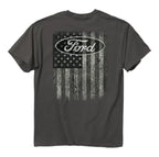 American Flag Ford Oval T-Shirt for Truck Lovers Gray (One Size)