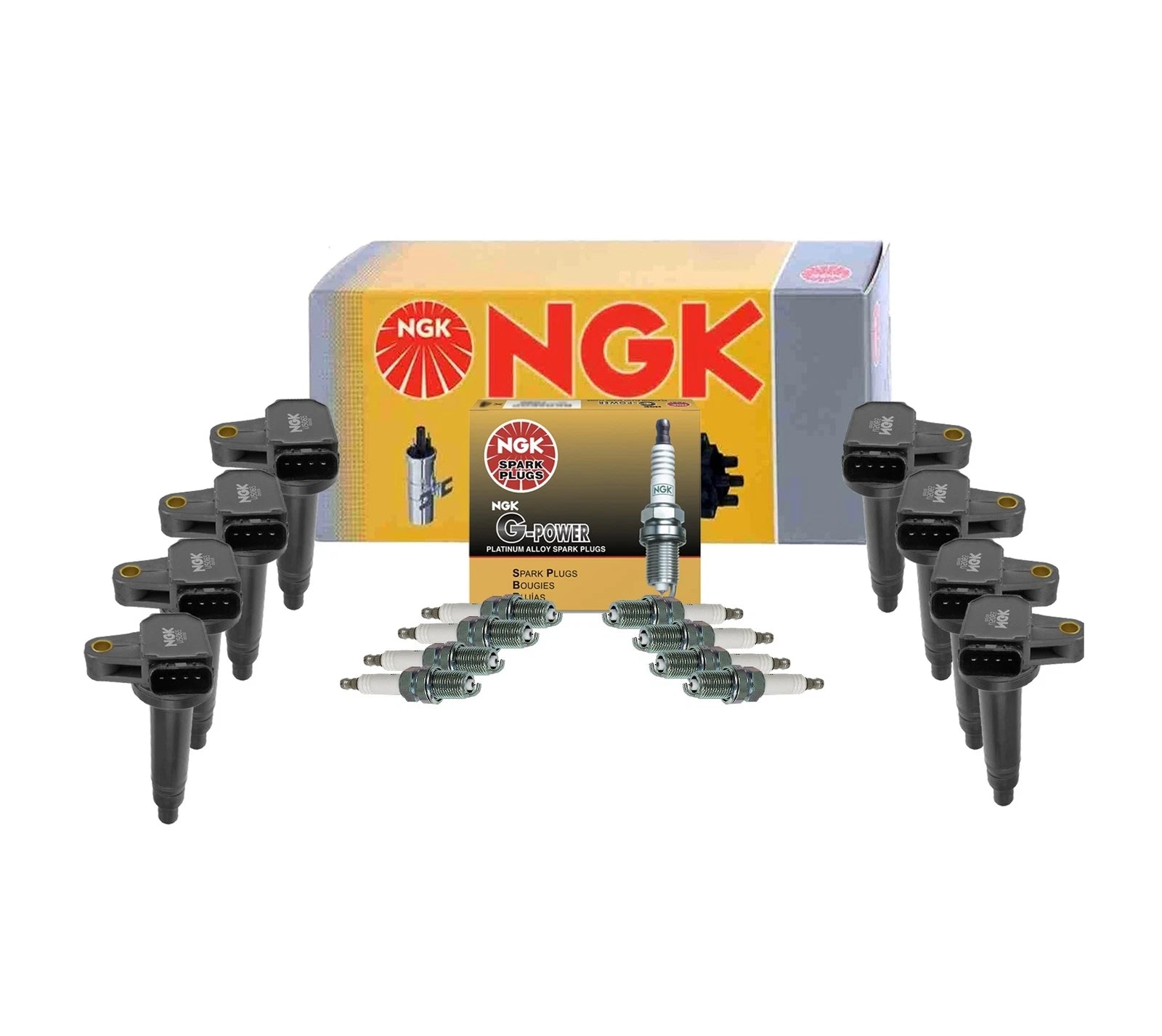 Set of 8 NGK Ignition Coils & G-Power Spark Plugs for Lexus Toyota V8