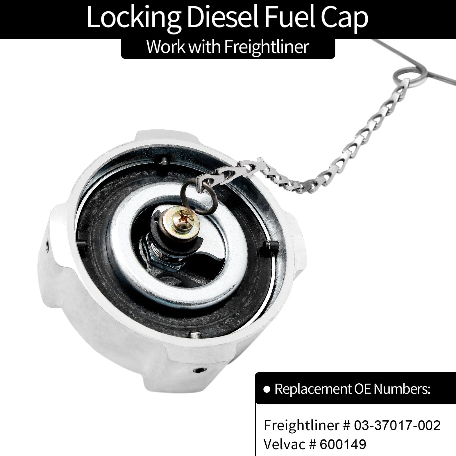 AL Locking Diesel Fuel Cap for Freightliner Cascadia Columbia (1996–2018) 03-37017-002