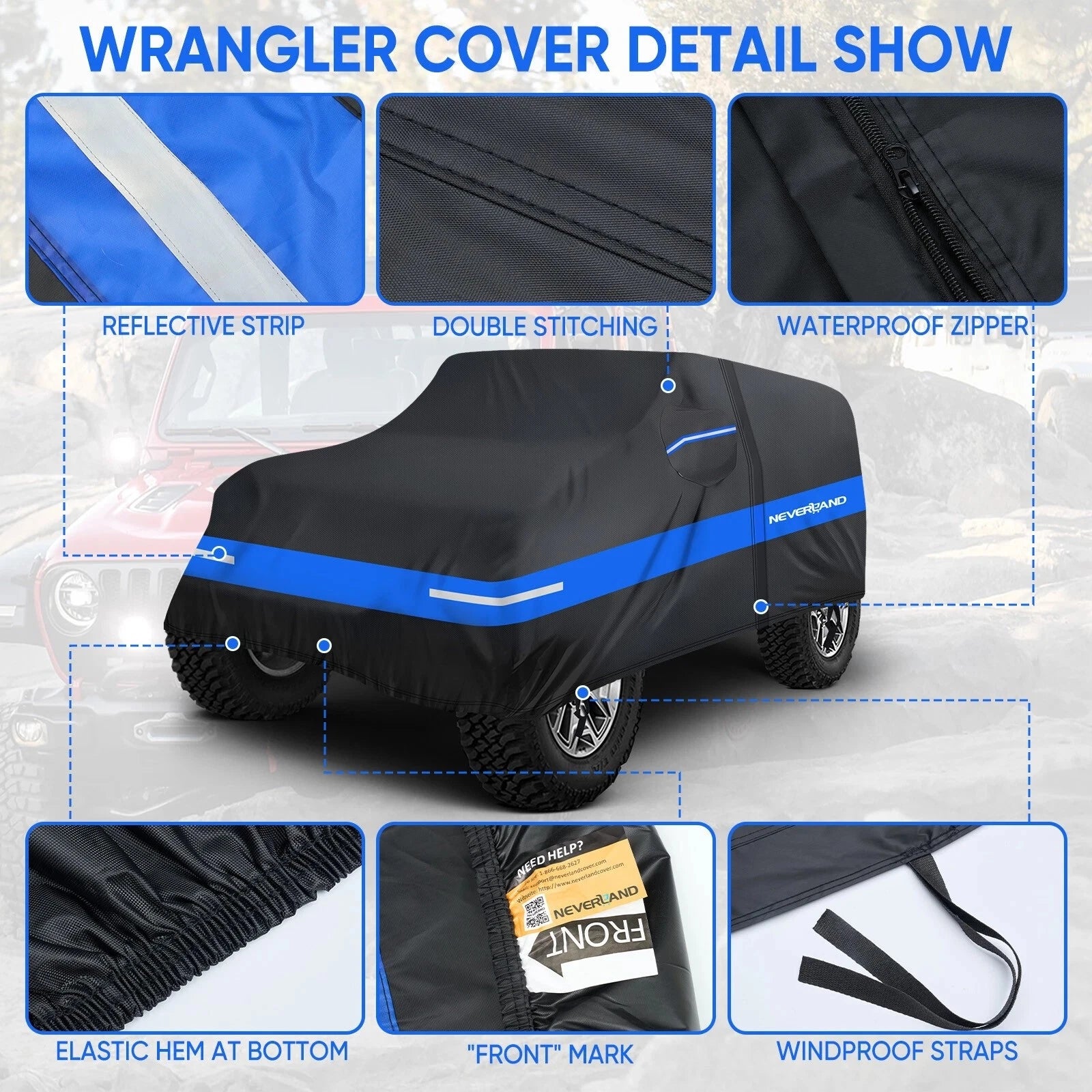 Heavy Duty Car Cover for Jeep Wrangler JKU JLU (1999–2025) UV Dust Protector
