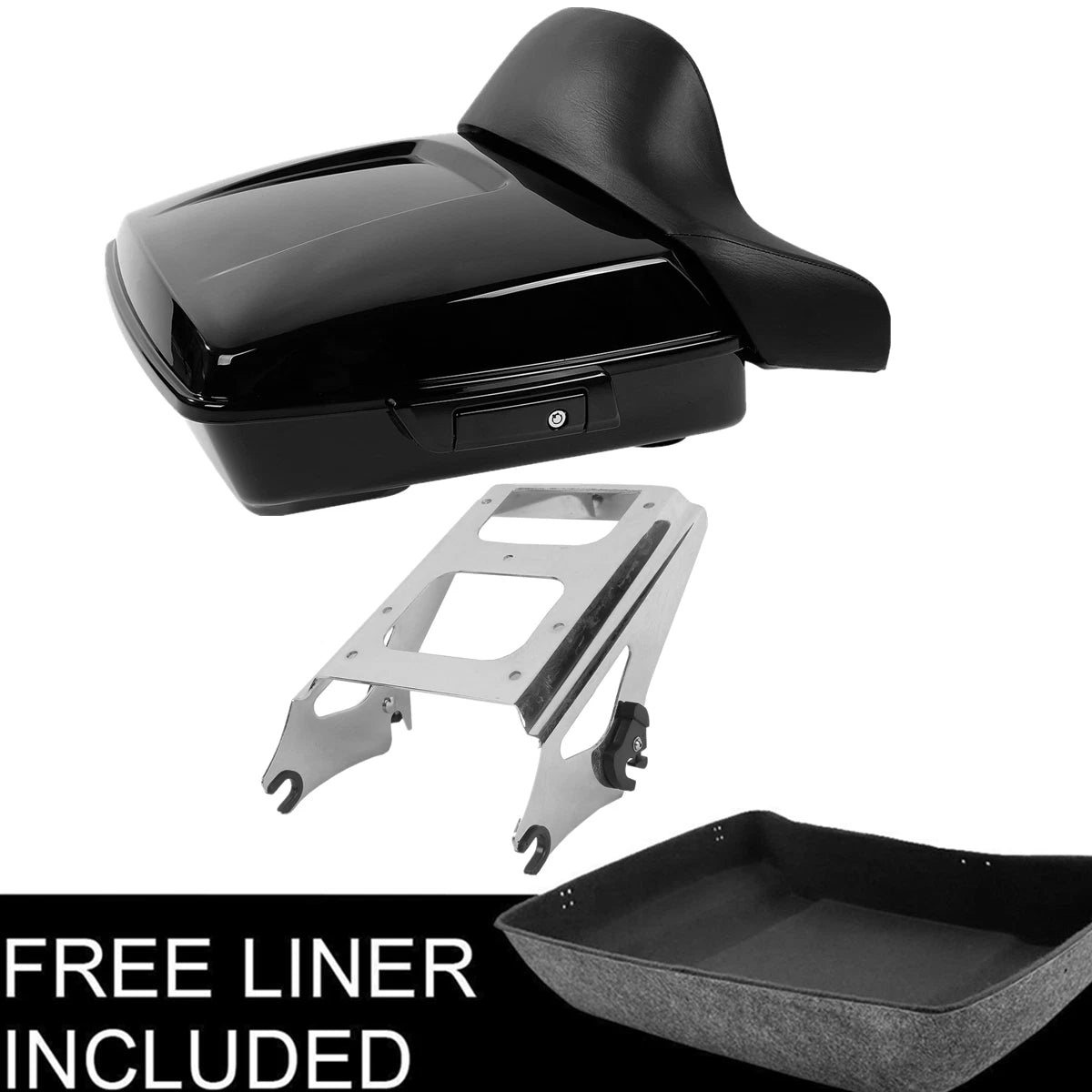 Chopped Trunk Backrest Pad Mount Rack for Harley Touring Road Glide (2009–2013)