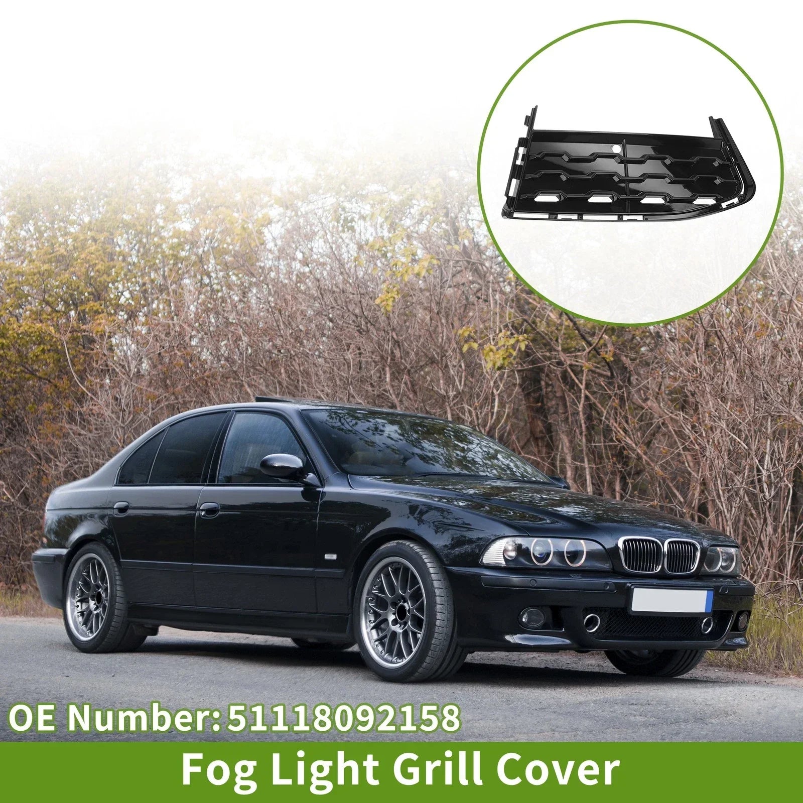 1 Pc Front Right Fog Light Grill for BMW 7 Series (2015-2020) Black
