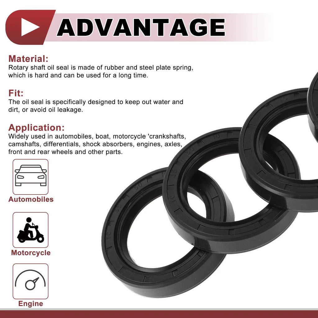 Set of 5 Rotary Shaft Oil Seals for Various Models (35x50x10mm, Nitrile)