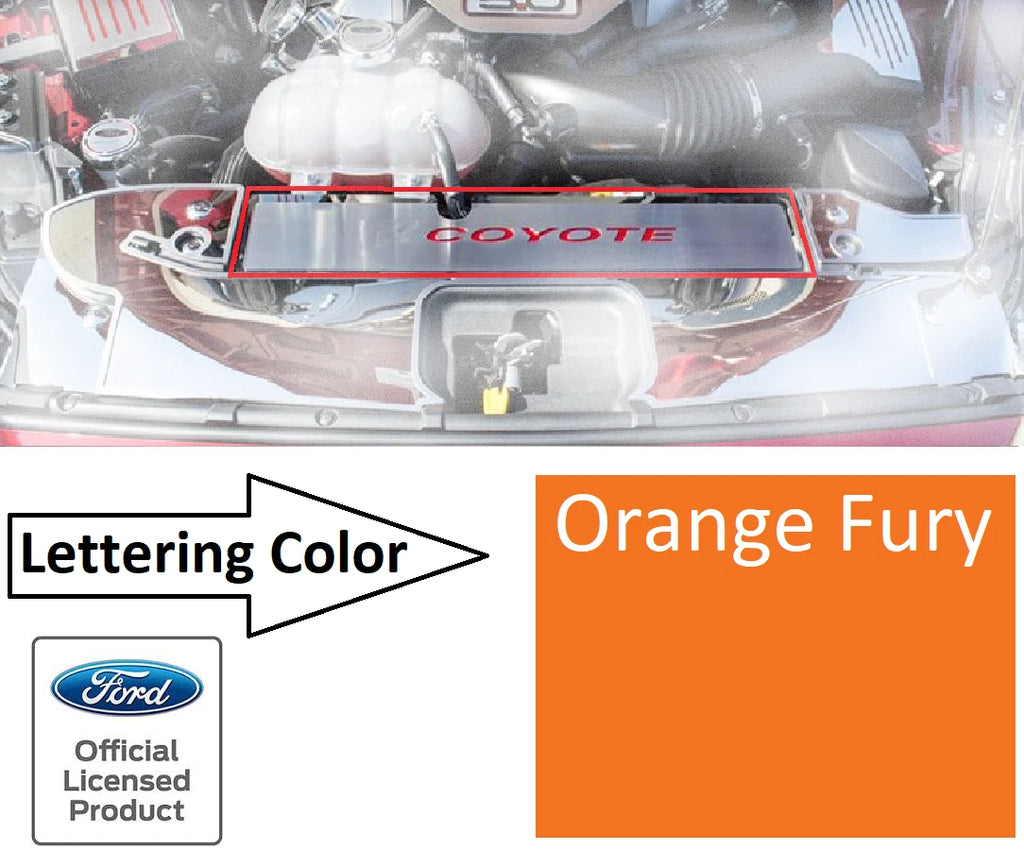 Radiator Cover Plate for Coyote Emblem with Orange Fury Letters Mustang (2015–2017)