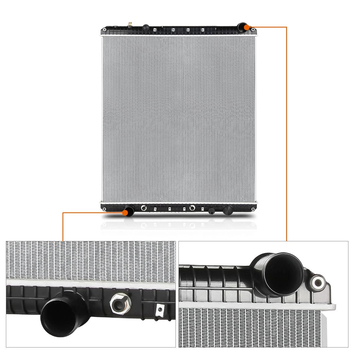 2X Aluminum Core 2-Row Cooling Radiator for Cascadia/Century Class/Columbia (2008–2012)