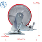 6-Inch Red Casters for Industrial Use (360-Degree, 1200 lb Capacity)