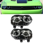 Set of 2 Black Halogen Headlights for Dodge Challenger (2015–2018)