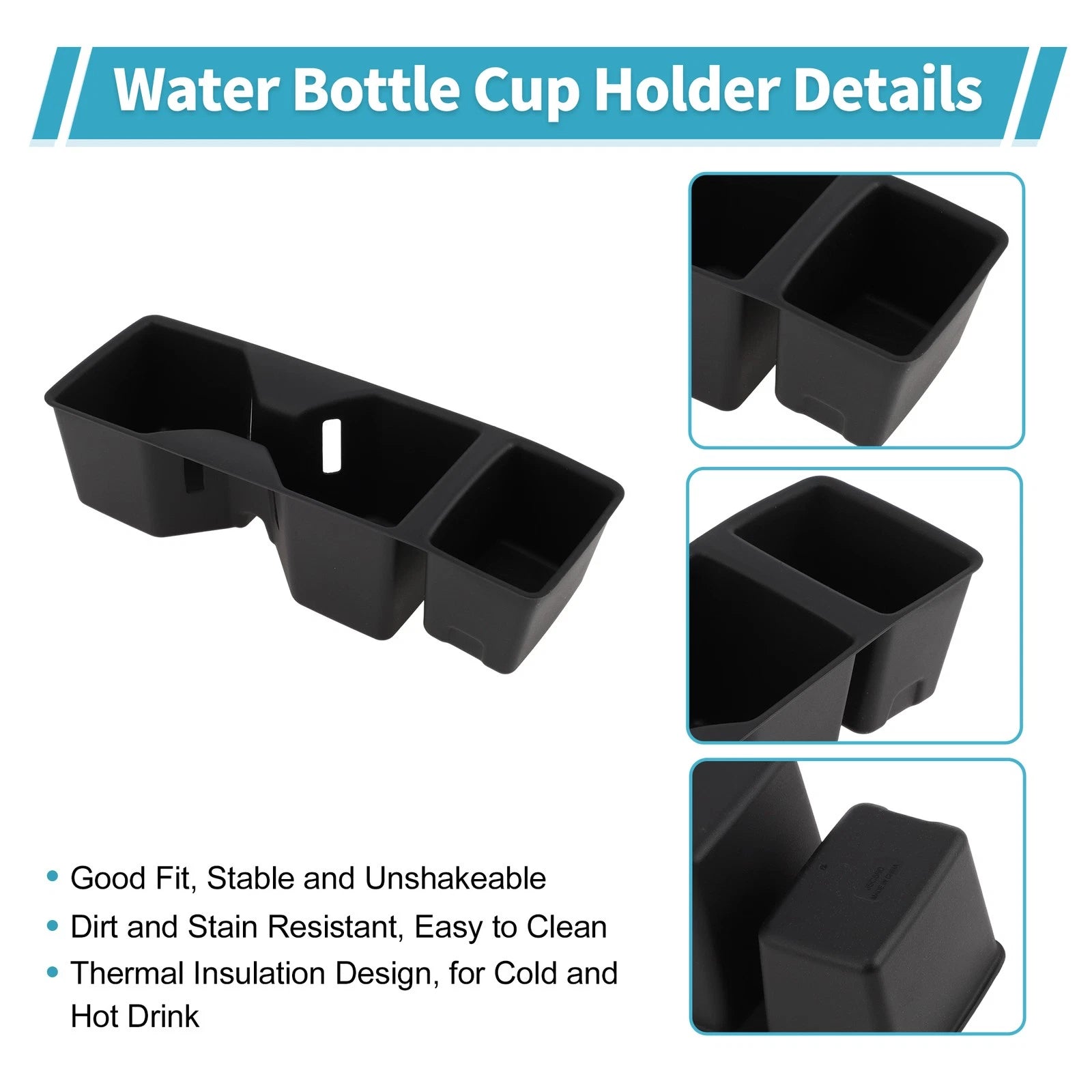 Center Console Cup Holder Organizer for Kia Sorento (2021–2026) TPE Black