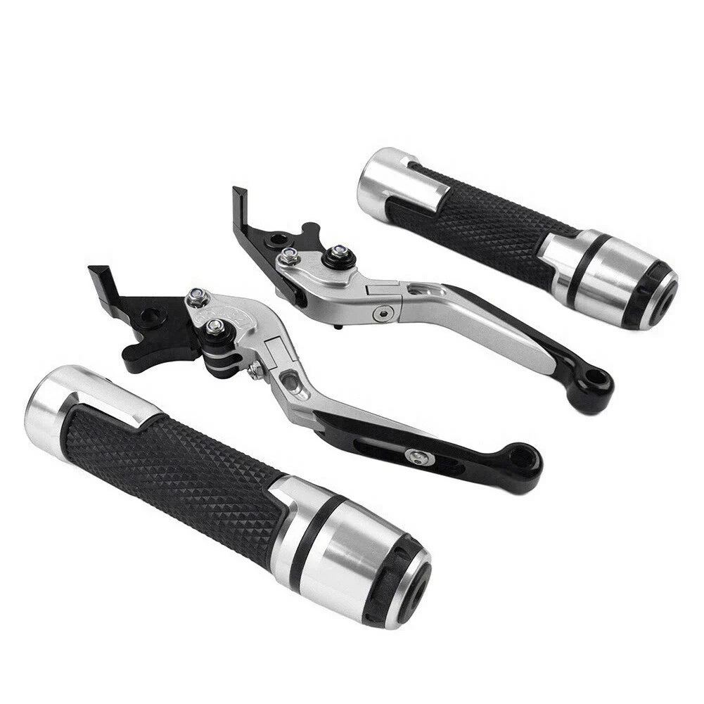 Silver Extendable Brake Clutch Levers & Handlebar Grips for Suzuki GSXR150