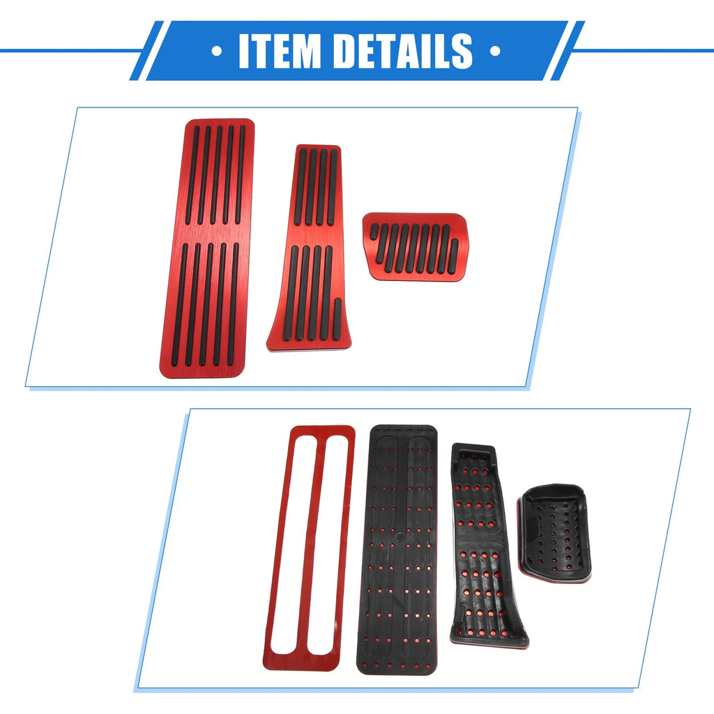 3 Pcs Gas Accelerator Brake Foot Rest Pedal for Ford Explorer (2020–2023) Red