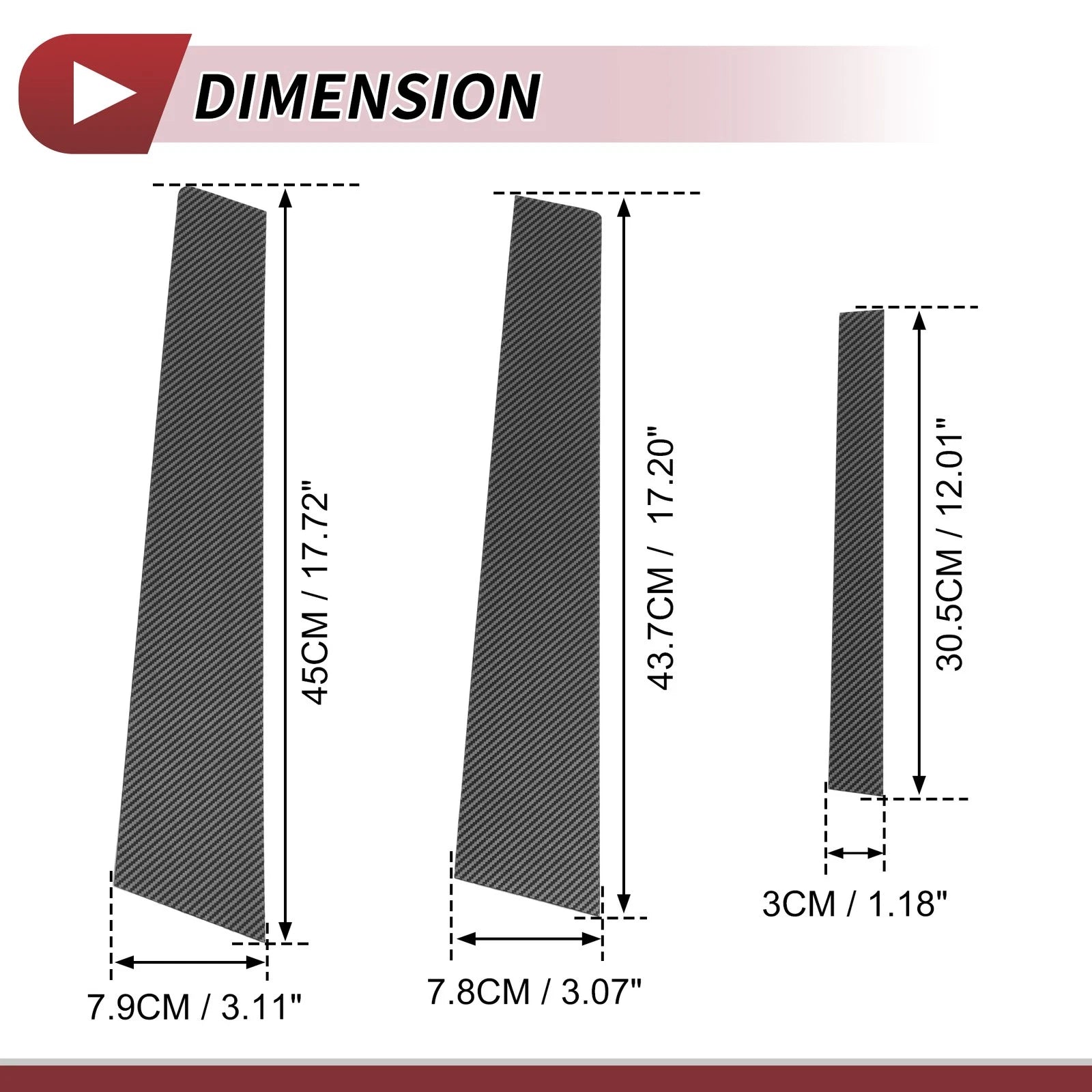 Set of 6 Door Pillar Window Trim for Nissan Altima (2007–2012) Carbon Fiber