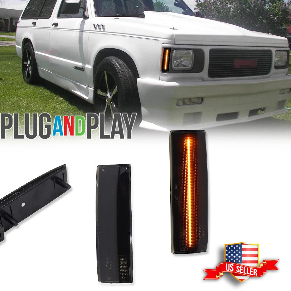 2X Smoked Amber LED Side Marker Lights for Chevy S10 GMC Jimmy (1994–2004)