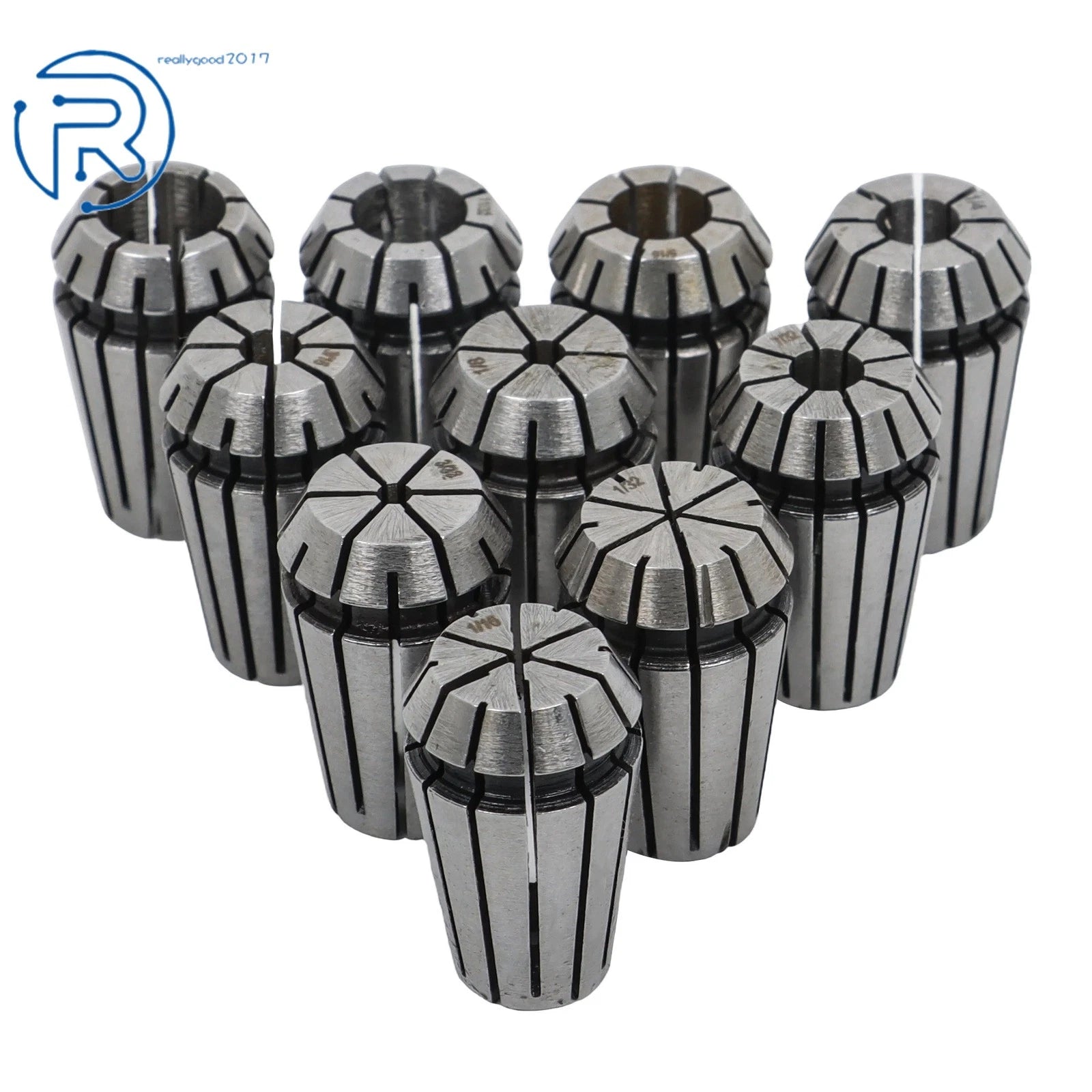 Set of 5 BT40 ER16 Collet Chucks & 10 ER16 Collets for CNC Milling