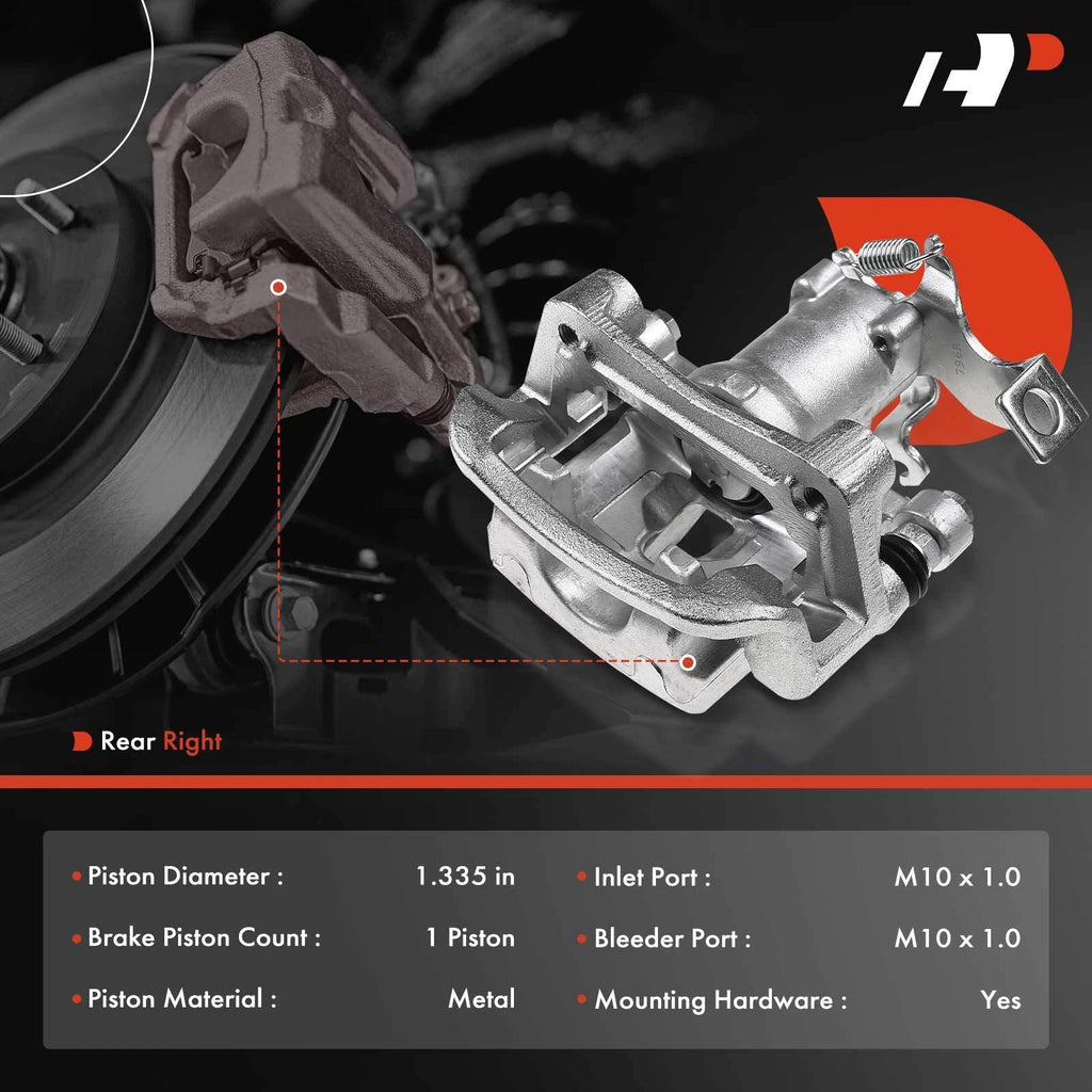 Rear Passenger Disc Brake Caliper with Bracket for Kia Soul (2014–2019)