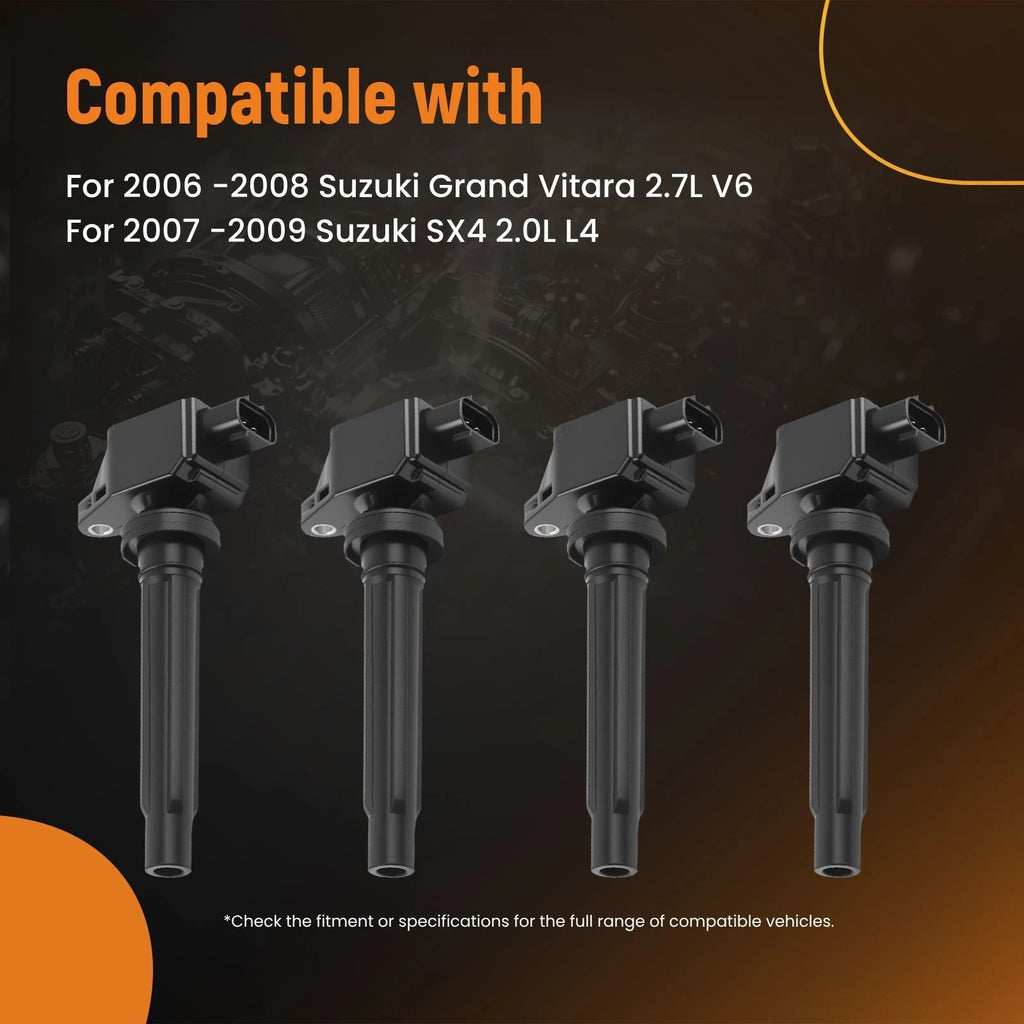 Set of 4 Ignition Coils for Suzuki Grand Vitara (2006-2008)