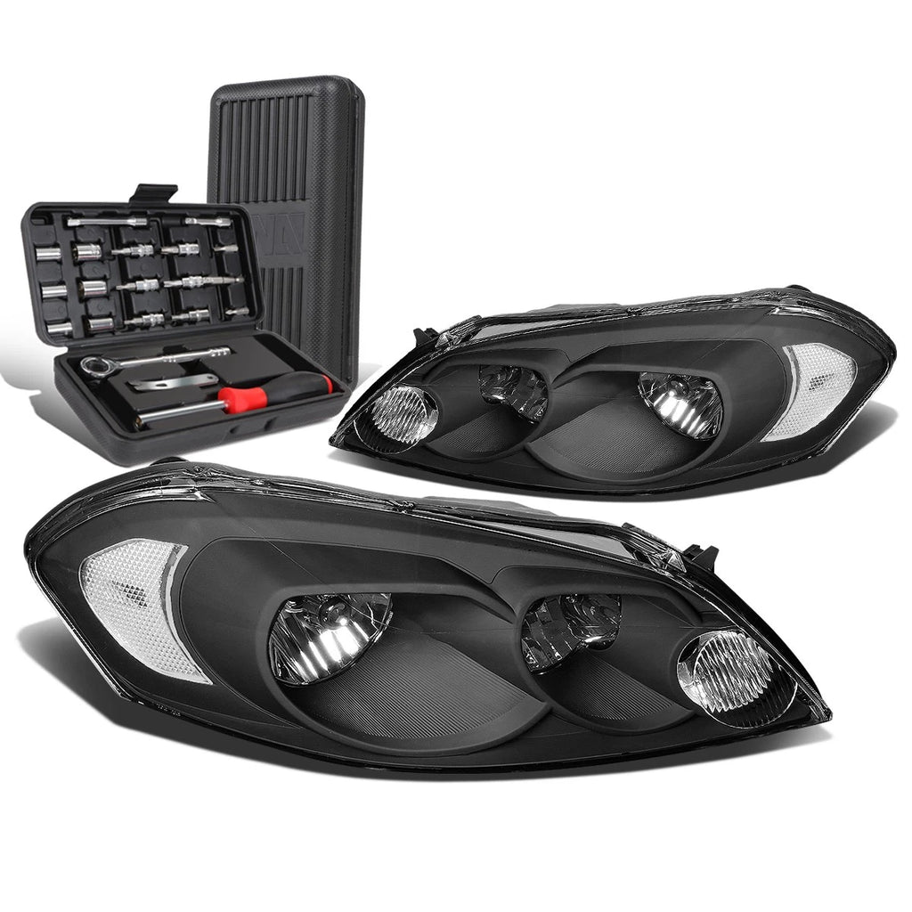Black/Clear Signal Bumper Headlight Lamps for Chevy Impala (2006–2016)